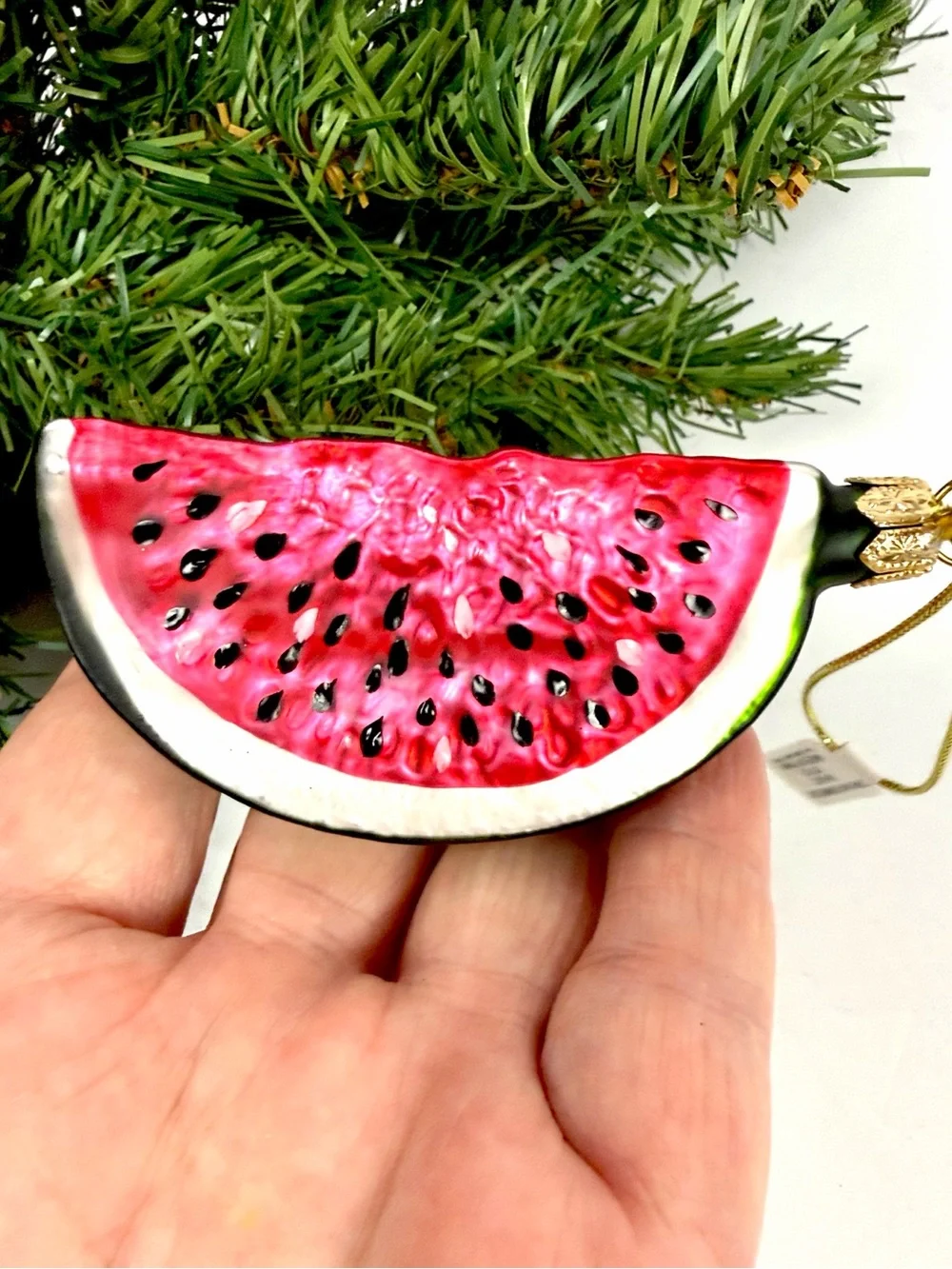 Glass Christmas Ornament Watermelon made in Poland for Sur La Table